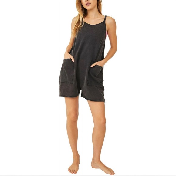 Free People Hot Shot Romper Heather Black S - Picture 7 of 7